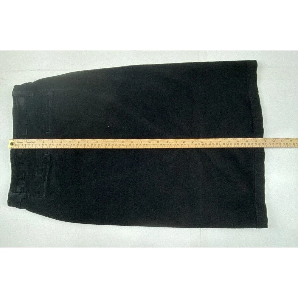 Time & Tru Black Corduroy Midi Skirt Size 4 Dark Academia Goth Romantic Grunge